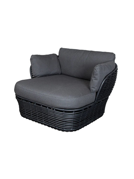 Basket Lounge-Sessel von Cane-line - Graphitgestell mit grauem Kissen - Jacobsen Plus