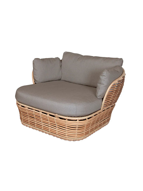 Basket Lounge-Sessel von Cane-line - Natürliches Gestell mit taupefarbenen Kissen - Jacobsen Plus