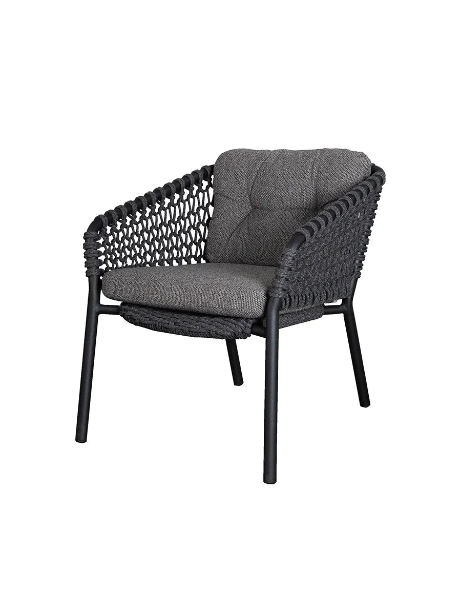 Ocean Lounge-Sessel, Soft Rope von Cane-line - Dunkelgrau / Dunkelgrau, Cane-line Wove - Jacobsen Plus