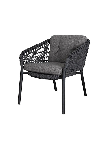Ocean Lounge-Sessel, Soft Rope von Cane-line - Dunkelgrau / Dunkelgrau, Cane-line Wove - Jacobsen Plus
