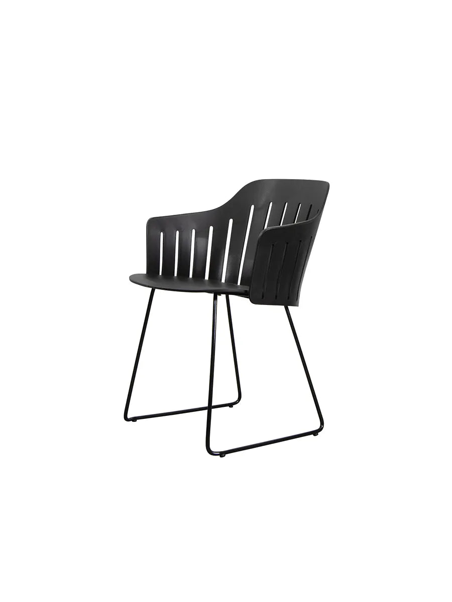 Choice Stuhl von Cane-line - Schwarz / Galvanisierter Stahl-Schlitten-schwarz - Jacobsen Plus