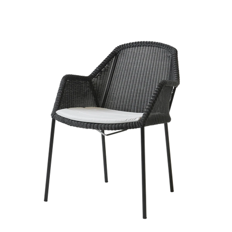 Breeze Stuhl, stapelbar inkl. Kissen von Cane-line - Schwarz / Weiß - Cane-line Natté - Jacobsen Plus