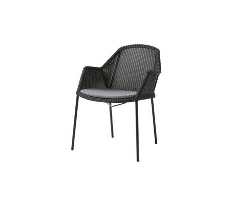 Breeze Stuhl, stapelbar inkl. Kissen von Cane-line - Schwarz / Grey - Cane-line Natté - Jacobsen Plus