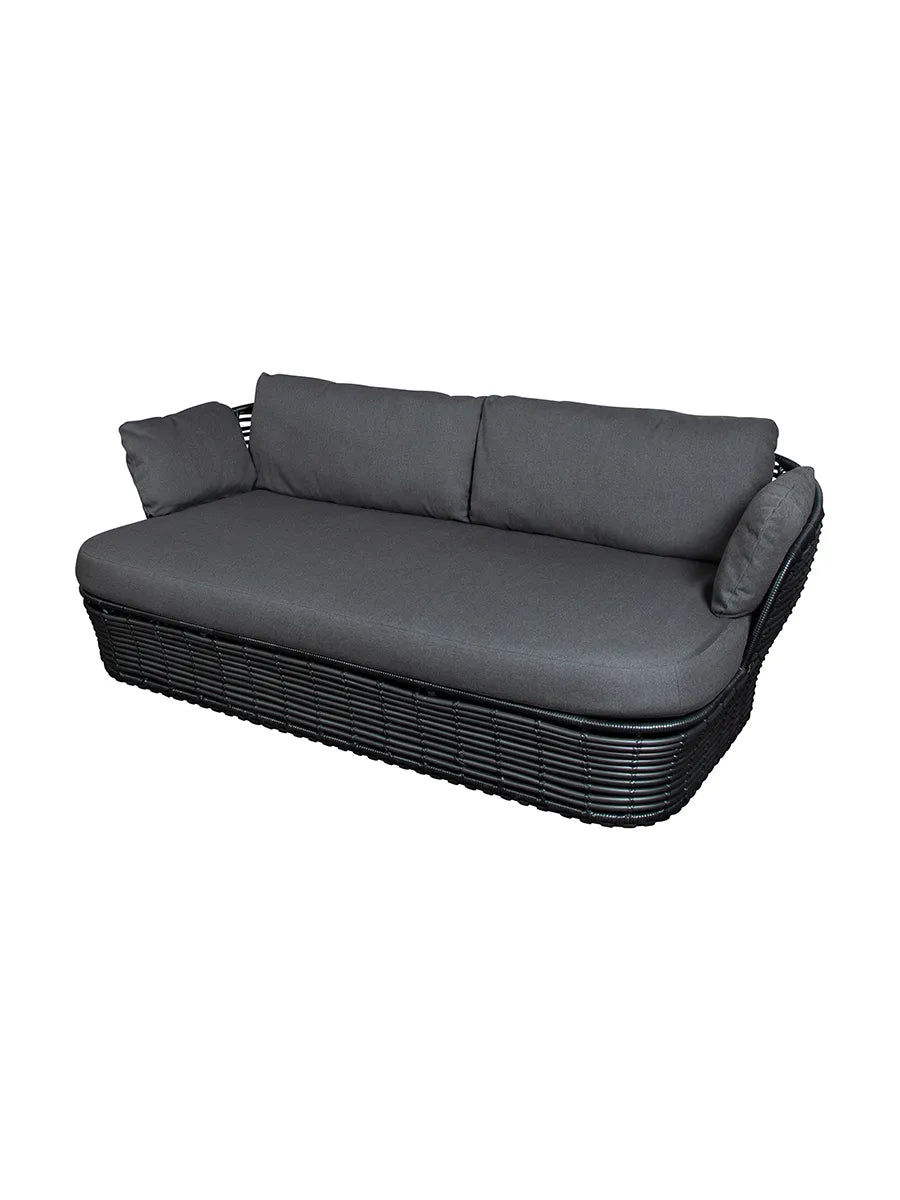 Basket 2 Pers. Sofa von Cane-line - Graphit-Gestell mit grauen Kissen - Jacobsen Plus