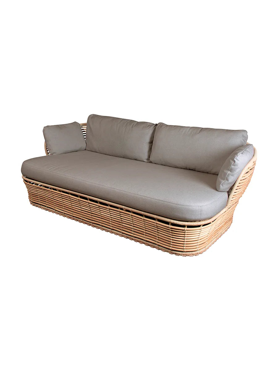 Basket 2 Pers. Sofa von Cane-line - Natürliches Gestell mit taupefarbenen Kissen - Jacobsen Plus