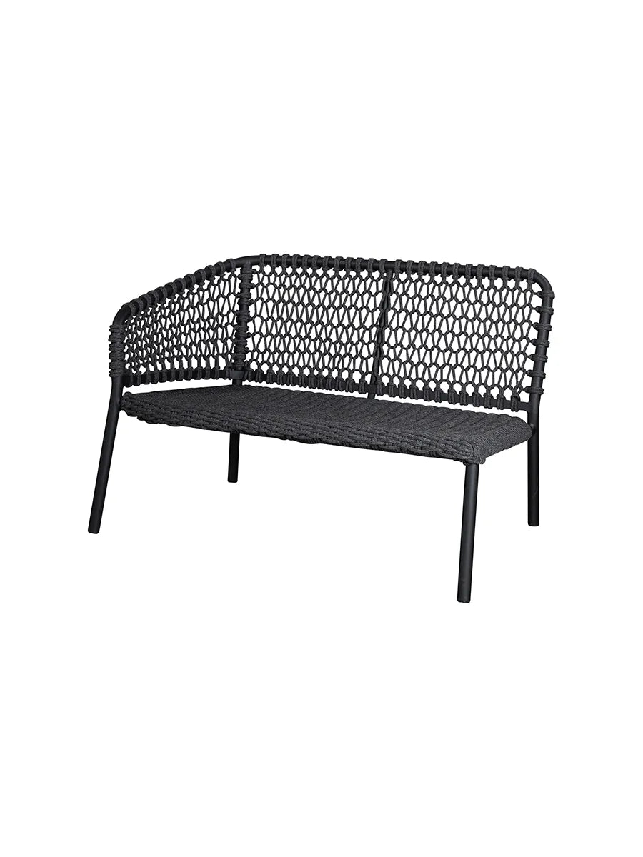 Ocean 2-pers. Sofa, højre modul, Soft Rope fra Cane-line - Dark grey / Ingen hynde - Jacobsen Plus