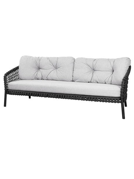 Ocean Large 3-Pers. Sofa, Soft Rope von Cane-line - Grey - Cane-line AirTouch mit QuickDry & Airflow - Jacobsen Plus