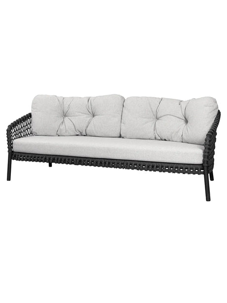 Ocean Large 3-Pers. Sofa, Soft Rope von Cane-line - Grey - Cane-line AirTouch mit QuickDry & Airflow - Jacobsen Plus