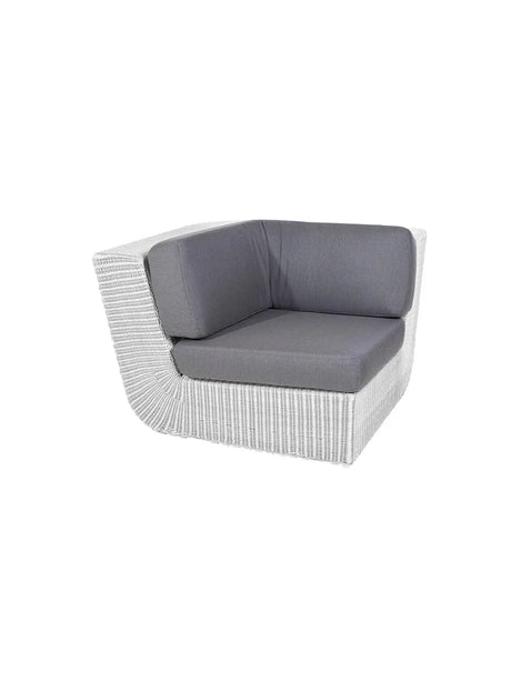 Savannah Modulsofa Ecke, Weiß/Grau von Cane-line - Grau, Cane-line Natte Kissen - Jacobsen Plus