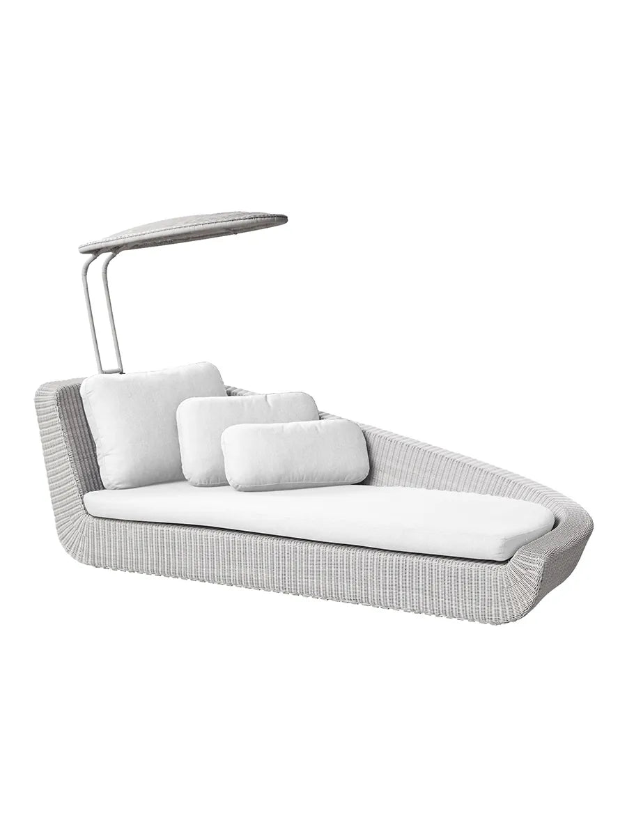 Savannah Daybed, links in Weiß/Grau von Cane-line - Weiß, Cane-line Natte Kissen - Jacobsen Plus
