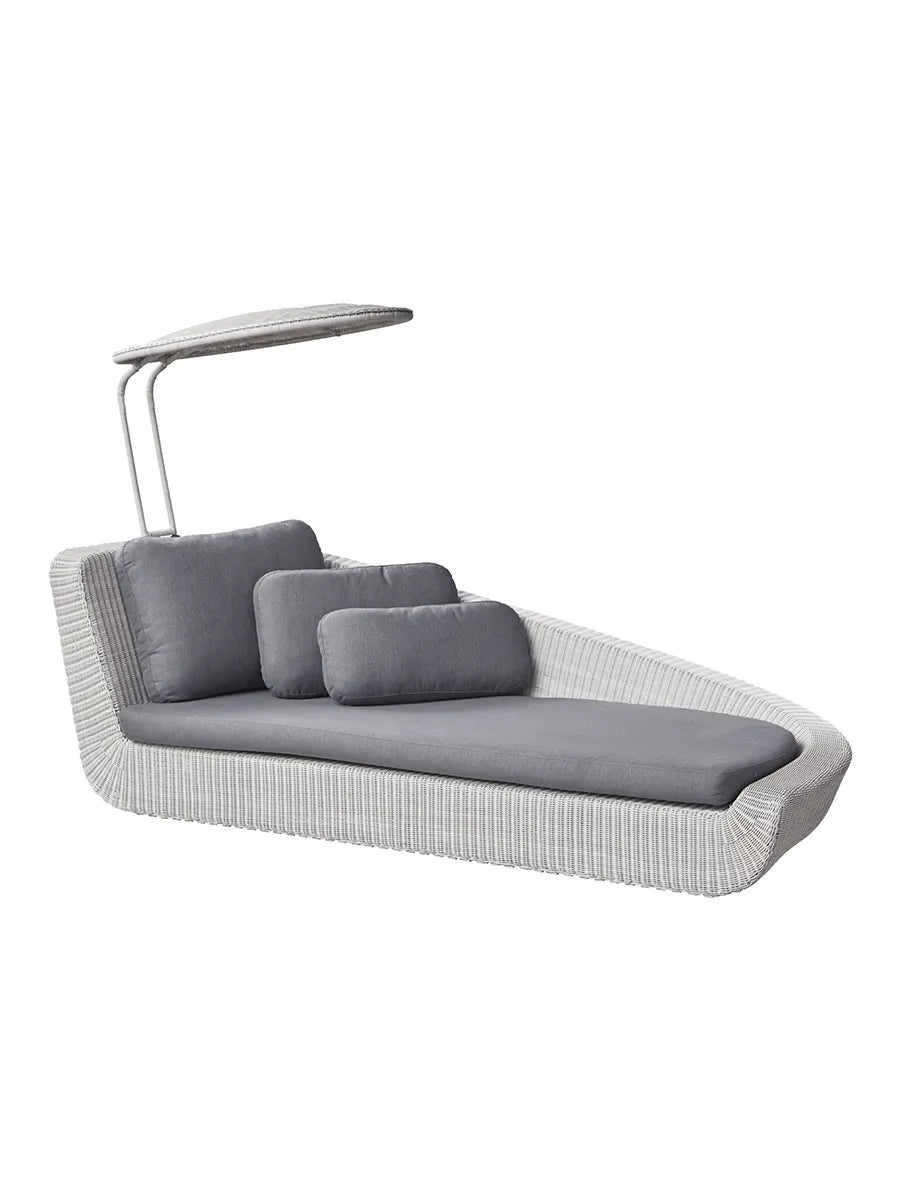 Savannah Daybed, links in Weiß/Grau von Cane-line - Grau, Cane-line Natte Kissen - Jacobsen Plus