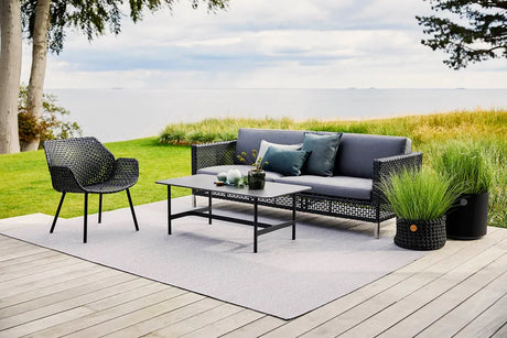 Connect 3-Personen Sofa, black/antracite von Cane-line - Grau, Cane-line Natté - Jacobsen Plus