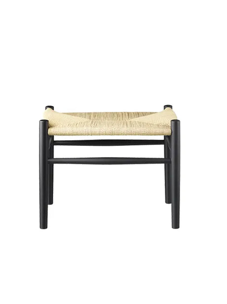 J83 Hocker von FDB Møbler - Schwarz lackierte Buche mit Naturgeflecht - Jacobsen Plus