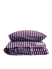 Bongusta - Percale sengetøj, 140x200/60x63 cm, Wine & lavender blue