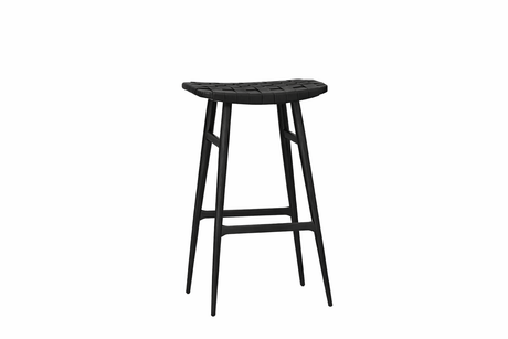 Freja Barhocker, Onyx Eiche, Leather Stripe Saddle Black von Stellar Works - 1 - Jacobsen Plus