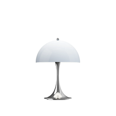 Panthella 250 Tragbare Tischleuchte, Chrom Opal Blaugrau von Verner Panton