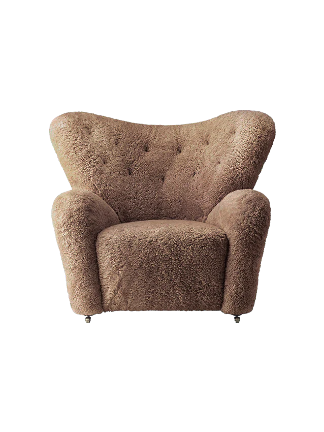 Den Trætte Mand Lænestol fra Audo Copenhagen - Natural Oak - Sheepskin Sahara - Jacobsen Plus