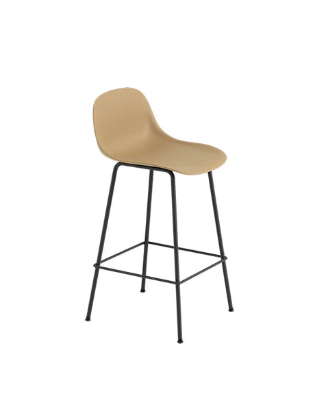 Fiber Barstool Tube m. Rückenlehne von Muuto - Groß / Ocker-Black Base - Jacobsen Plus