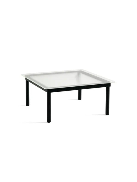 Kofi Couchtisch 80x80 von HAY - Klares Glas mit Reeddekor / Schwarze, wasserlackierte Eiche - Jacobsen Plus