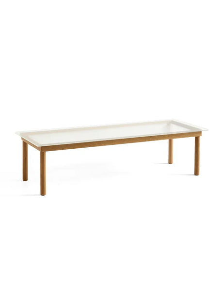 Kofi Sofabord 140x50 von HAY - Klares Glas mit Reeddekor / Eichenholz mit wasserbasierter Lackierung - Jacobsen Plus