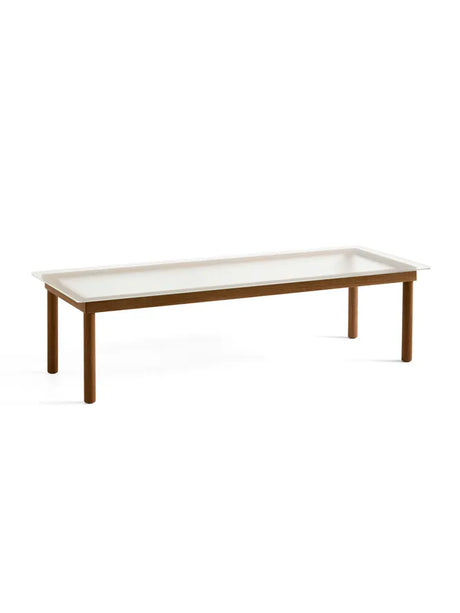 Kofi Sofabord 140x50 von HAY - Klares Glas mit Reeddekor / Wasserbasiert lackiertes Walnussholz - Jacobsen Plus