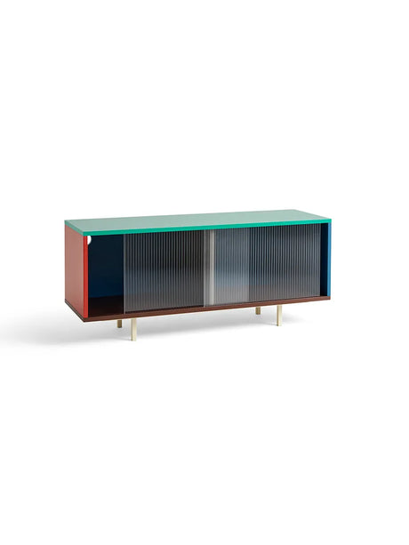 Colour Cabinet, medium mit Glastüren von HAY - Dunkle Minze / Mit Beinen ausgestattet - Jacobsen Plus