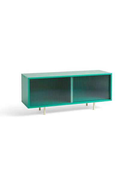 Colour Cabinet, medium mit Glastüren von HAY - Dunkle Minze / Mit Beinen ausgestattet - Jacobsen Plus