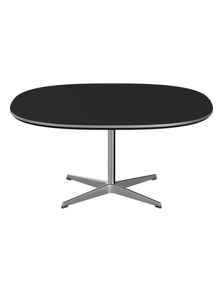 Piet Hein A203 Sofabord, 100 x 100 cm von Fritz Hansen - Schwarz Laminat mit Alukant - Jacobsen Plus