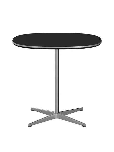 Piet Hein A602 Café-Tisch, 75 x 75 cm von Fritz Hansen - Schwarz Laminat mit Alukante - Jacobsen Plus