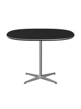 Piet Hein A603 cafébord, 100 x 100 cm fra Fritz Hansen - Sort laminat m. alukant - Jacobsen Plus