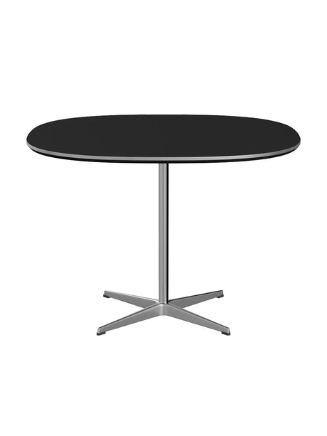 Piet Hein A603 Cafébord, 100 x 100 cm von Fritz Hansen - Schwarz Laminat mit Alukant - Jacobsen Plus