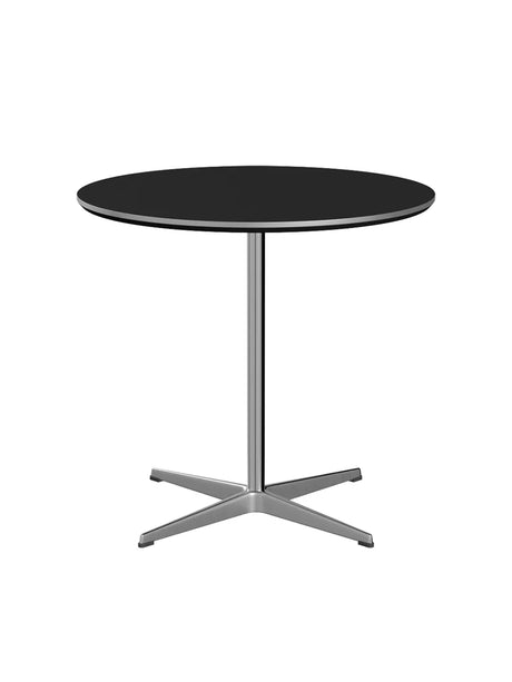 Piet Hein A622 Cafébord, Ø75 cm von Fritz Hansen - Schwarz Laminat mit Alukant - Jacobsen Plus