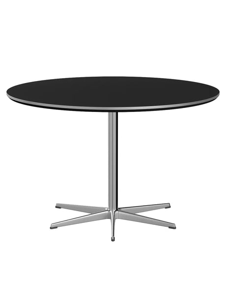 Piet Hein A825 Esstisch, Ø120 cm von Fritz Hansen - Schwarz Laminat mit Alukant - Jacobsen Plus