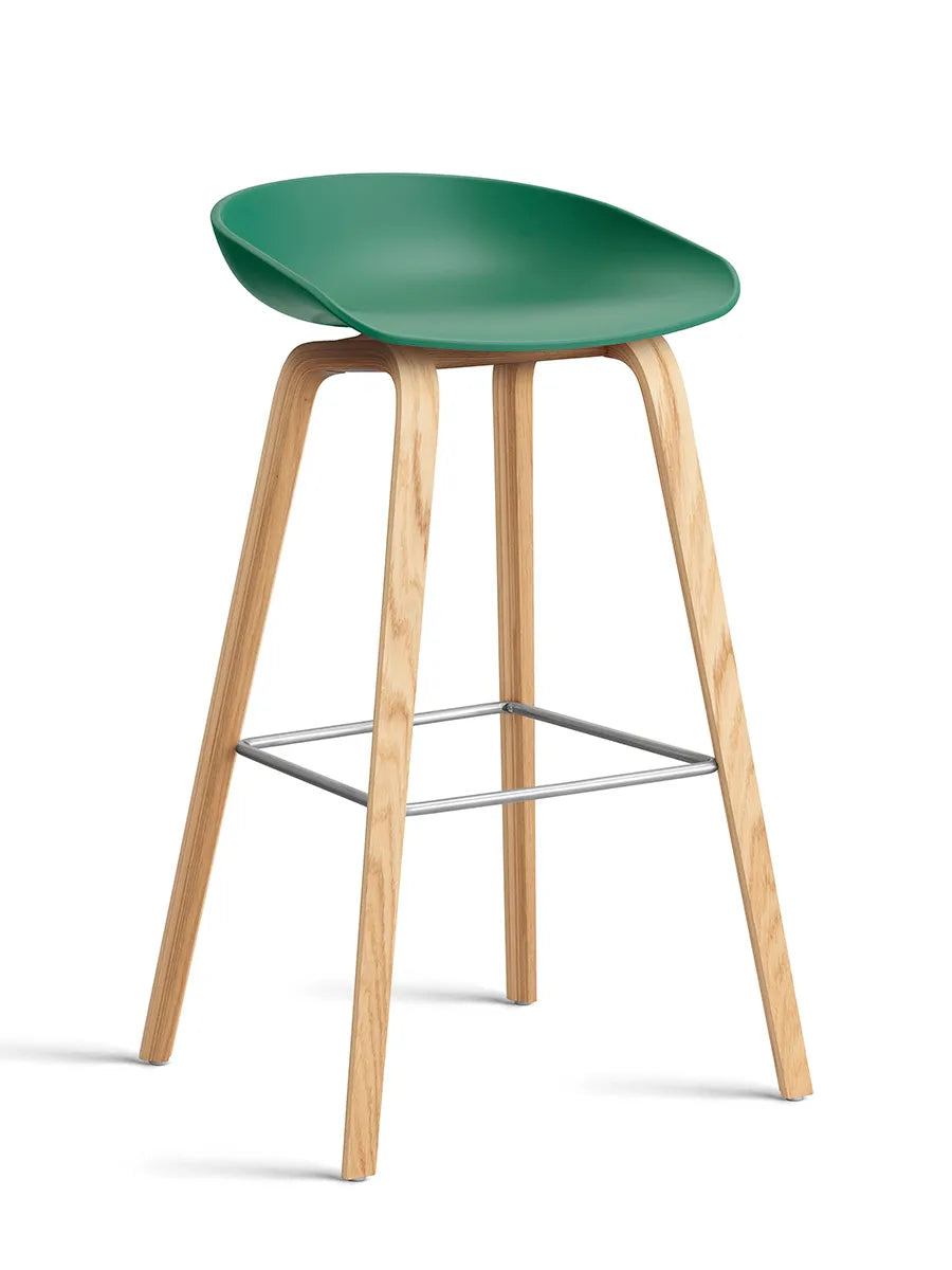 About a Stool AAS32 von HAY - Hoch - B 50 x T 46 x H 74-85 cm / Türkisgrün / Lackierte Eiche - Jacobsen Plus