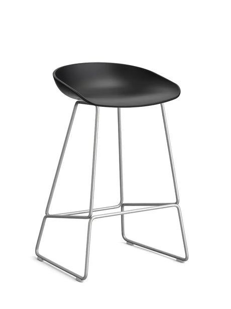 About a Stool AAS38 von HAY - Niedrig - B 47 x T 45 x H 65-76 cm / Schwarz / Rostfreier Stahl - Jacobsen Plus