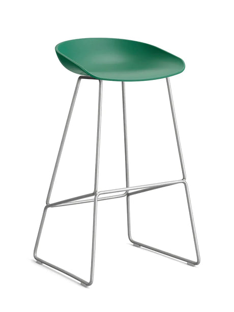 About a Stool AAS38 von HAY - Hoch - B 50 x T 48 x H 75-86 cm / Petrolgrün / Rostfreier Stahl - Jacobsen Plus