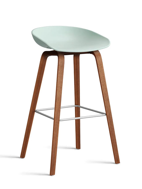 About a Stool AAS32 von HAY - Hoch - B 50 x T 46 x H 74-85 cm / Dusty Mint / Lackierte Walnuss - Jacobsen Plus