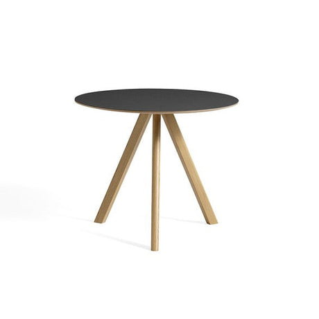 Copenhague CPH20 Tisch, Ø90 cm von Hay - Lackierte Eiche / Schwarzes Linoleum - Jacobsen Plus