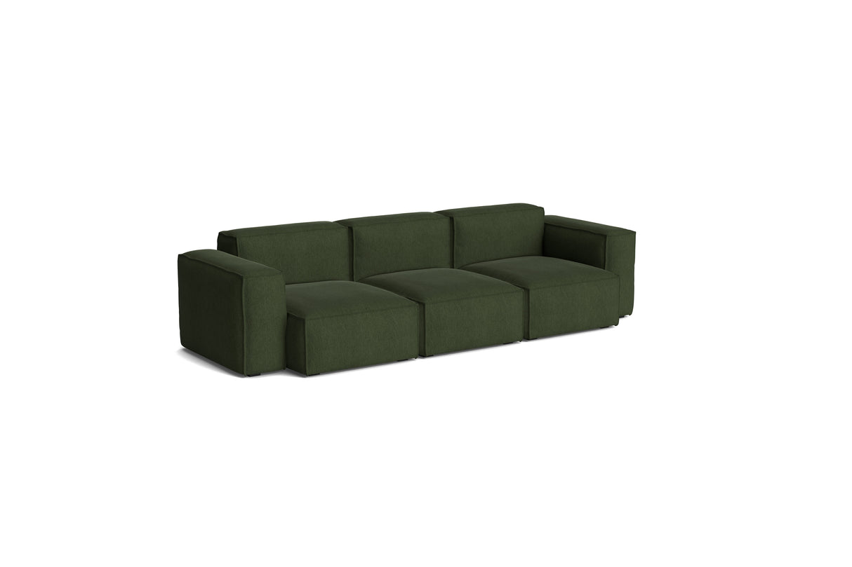 Mags Soft Low Armlehne 3-Sitzer Sofa mit abnehmbarem Bezug, Kombination 1 - Turf - Dunkelgrün - Jacobsen Plus