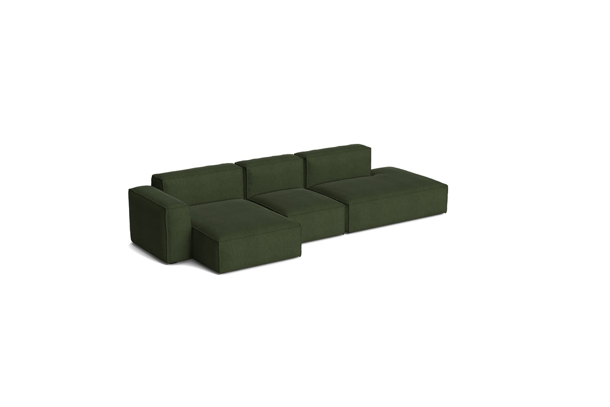 HAY Mags Soft Low Armrest 3-Pers. Sofa mit abnehmbarem Bezug, Kombination 4 links - Turf - Dunkelgrün - Jacobsen Plus