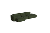 HAY Mags Soft Low Armrest 3-Pers. Sofa mit abnehmbarem Bezug, Kombination 4 links - Turf - Dunkelgrün - Jacobsen Plus