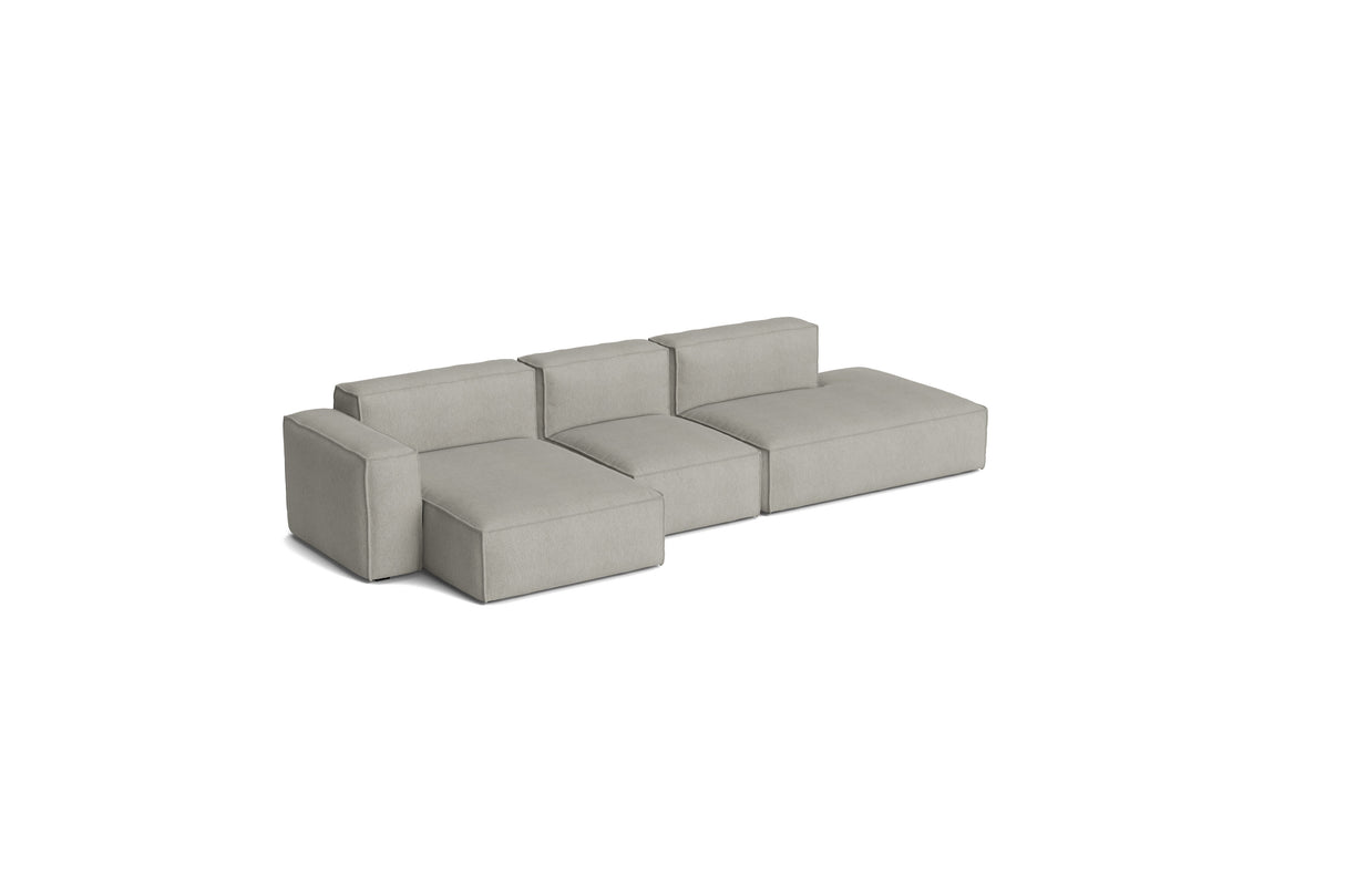 HAY Mags Soft Low Armrest 3-Pers. Sofa mit abnehmbarem Bezug, Kombination 4 links - Turf - Hellgrau - Jacobsen Plus
