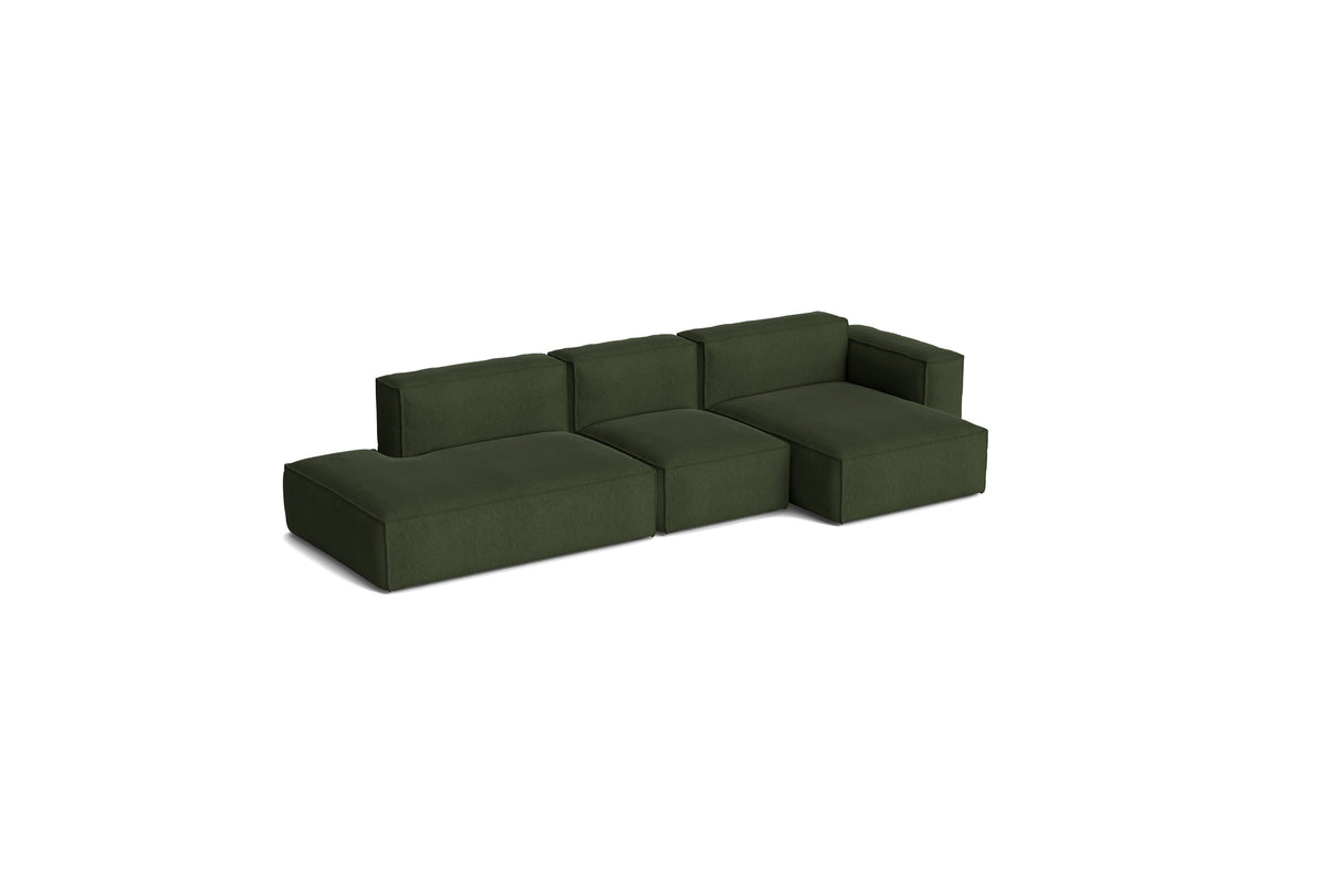HAY Mags Soft Low Armrest 3 Pers. Sofa mit abnehmbarem Bezug, Kombination 4 rechts - Turf - Dunkelgrün - Jacobsen Plus