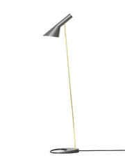 AJ Stehlampe, grau/messing von Arne Jacobsen