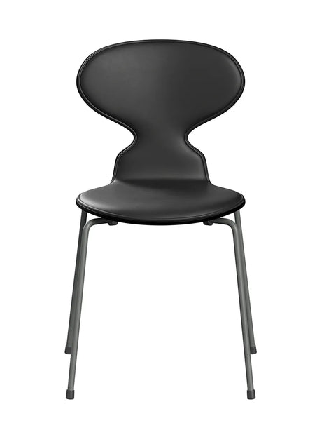 3101 Myren Stol, forsidepolstret af Arne Jacobsen - Sortfarvet ask-sort essential læder / Silver Grey - Jacobsen Plus