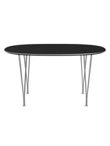 Piet Hein B611 Superellipse Esstisch, 135 x 90 cm von Fritz Hansen - Schwarzes Laminat mit Aluminium-Kante  - Jacobsen Plus