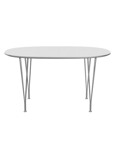 Piet Hein B611 Superellipse Esstisch, 135 x 90 cm von Fritz Hansen - Weißes Laminat mit Alukante - Jacobsen Plus
