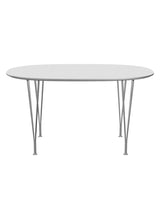 Piet Hein B611 Superellipse Esstisch, 135 x 90 cm von Fritz Hansen - Weißes Laminat mit Alukante - Jacobsen Plus