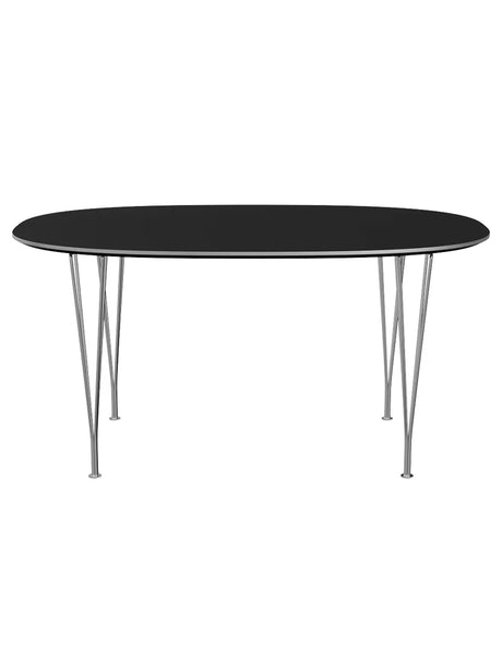 Piet Hein B612 Superellipse Esstisch, 150 x 100 cm von Fritz Hansen - Schwarz Laminat mit Alukant - Jacobsen Plus