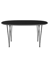 Piet Hein B612 Superellipse Esstisch, 150 x 100 cm von Fritz Hansen - Schwarz Laminat mit Alukant - Schwarzes Gestell - Jacobsen Plus